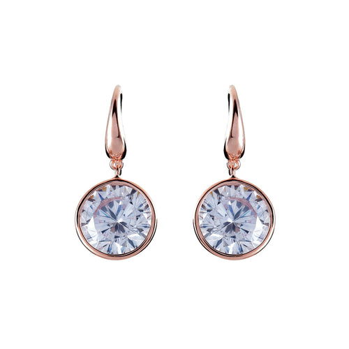 Avery bezel Rose gold drop hook earrings Sybella