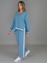Pammy | Women's Stripe Straight Leg Sweatpants – Cotton French Terry