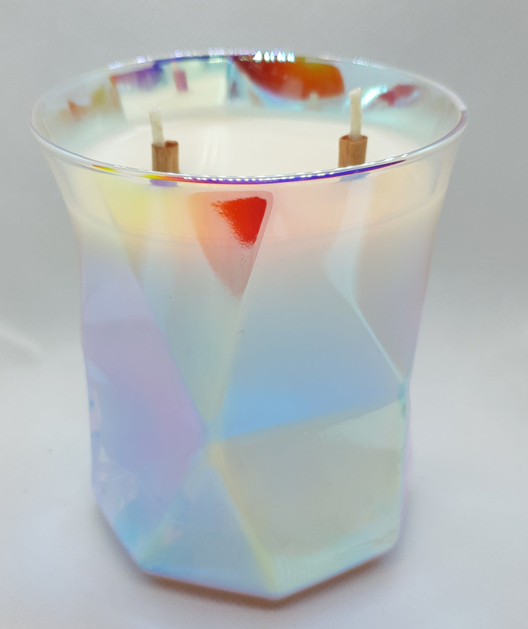 Rainbow glass soy candle